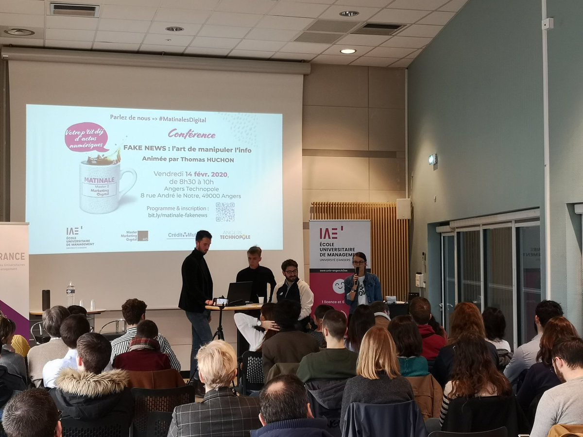 C'est le début de la <a href="/MatinaleDigital/">Les Matinales du Marketing Digital</a>  du <a href="/MMDAngers/">Master Marketing Digital Angers</a> de l'#IAEAngers. Après le débat d'hier soir nous poursuivons sur le thème des #fakesnews avec <a href="/ThomasHuchon/">Thomas Huchon</a>. #MatinalesDigital