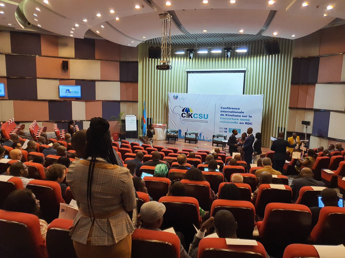 OMSRDCONGO's tweet photo. Conférence internationale de Kinshasa sur la Couverture Santé Universelle. L'auditorium du Fleuve Congo Hotel se remplit progressivement. @DrTedros  &amp; @MoetiTshidi vont rejoindre le président Felix Tshisekedi, @Presidence_RDC, pour le lancement de la stratégie nationale #CSU #RDC https://t.co/wESK72hktQ