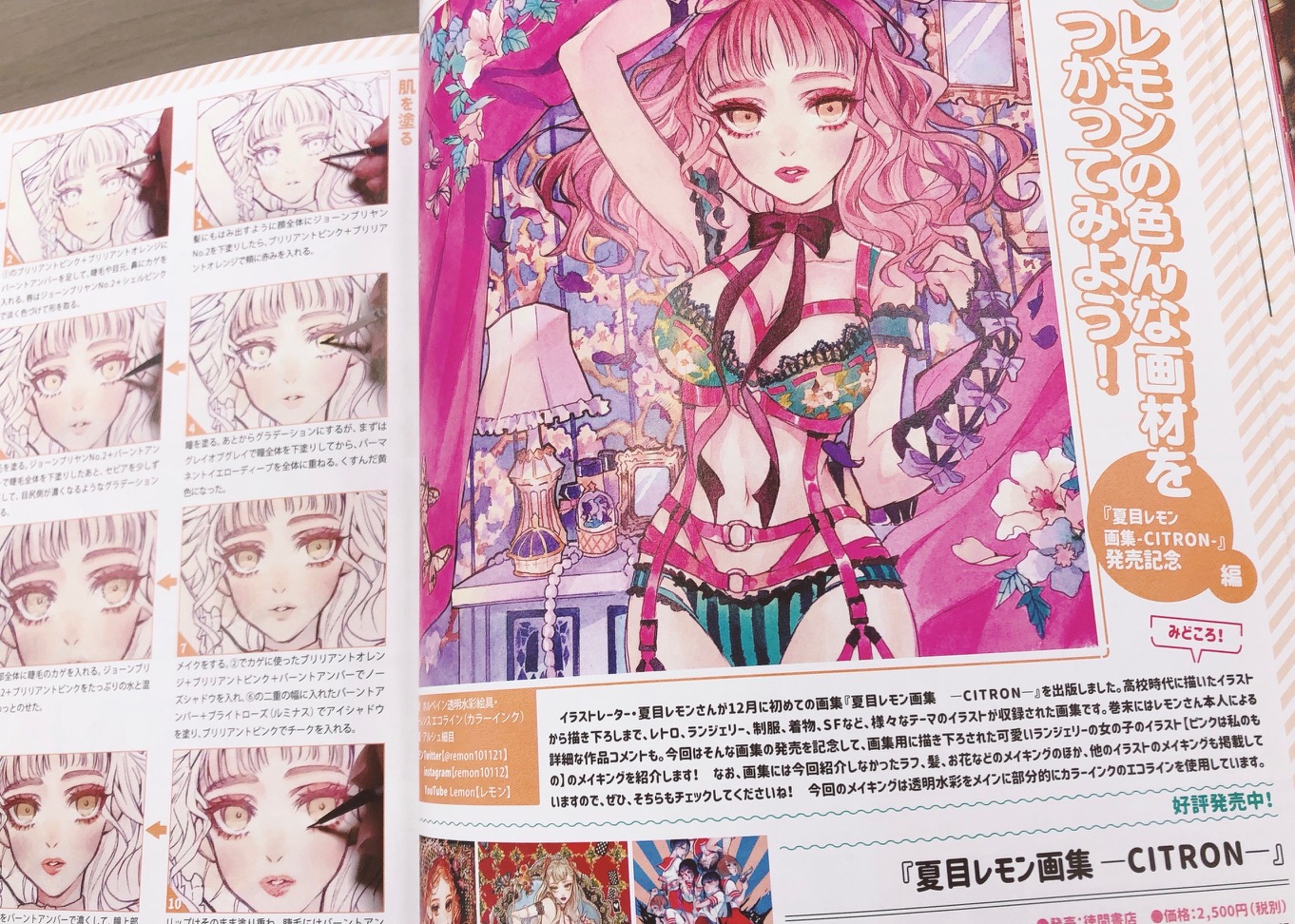 季刊エス スモールエス Ecrii公式 夏目レモン Remon さん初画集 夏目レモン画集 Citron 透明水彩をはじめカラーインク アクリル絵具 デジタルなど様々な画材を用いた多様な表現の作品を見られる一冊 スモールエス 60号でも画集刊行