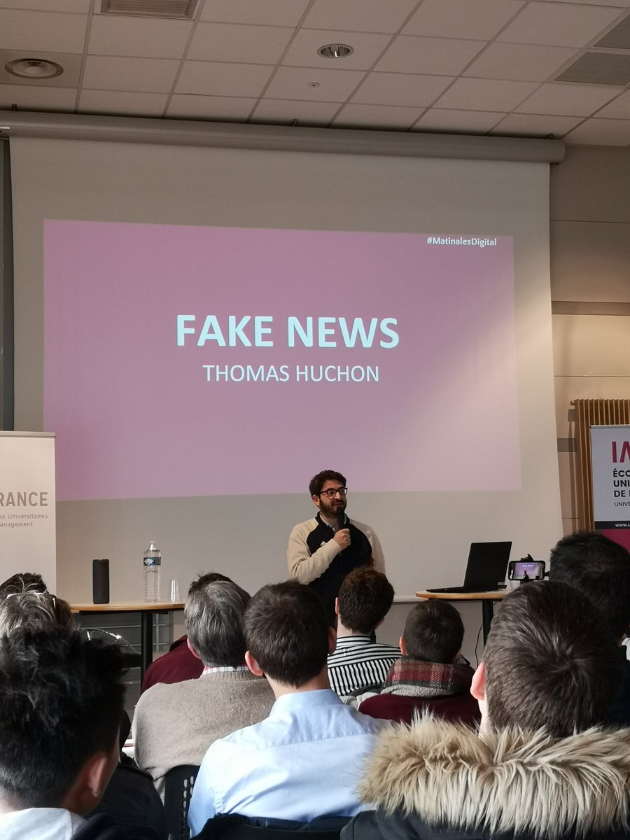 Après les news les #fakesnews avec <a href="/ThomasHuchon/">Thomas Huchon</a> à l'occasion des #MatinalesDigital du <a href="/MMDAngers/">Master Marketing Digital Angers</a> de l'#IAEAngers. Plutôt que de parler de #fakesnews parler d'#infox.