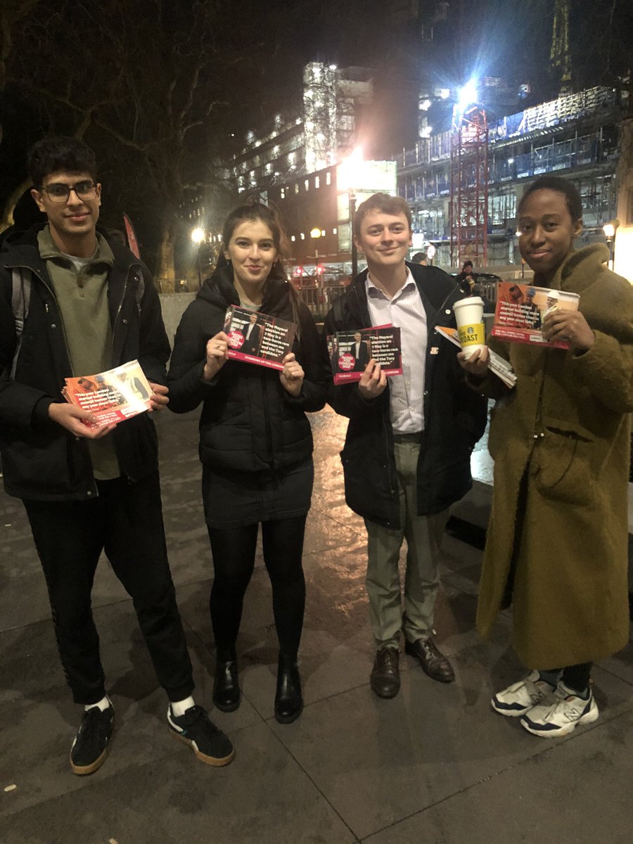 LSESULabour's tweet photo. Our members flyering for @SadiqKhan at LSE’s London mayoral hustings last night 🌹❤️ #sadiq2020 https://t.co/EWKswXIiw2