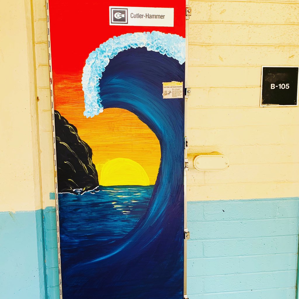 8th grader’s 20 Time Project is to turn some of our electric boxes to beautiful pieces of art! 💙💛 #jrsurfriderpride