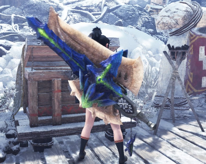 ReapMarv's tweet photo. Es ist einfach awesome, was man mit Mods bereits schaffen kann. Klar der Detailgrad ist jetzt nicht so hoch, aber das Design der Brachydios Axt sieht selbst mit den Monster Hunter Online Texturen um Welten besser aus als die base game Waffe #MonsterHunterIceborne #IceborneMods https://t.co/pTYXZRDUtd