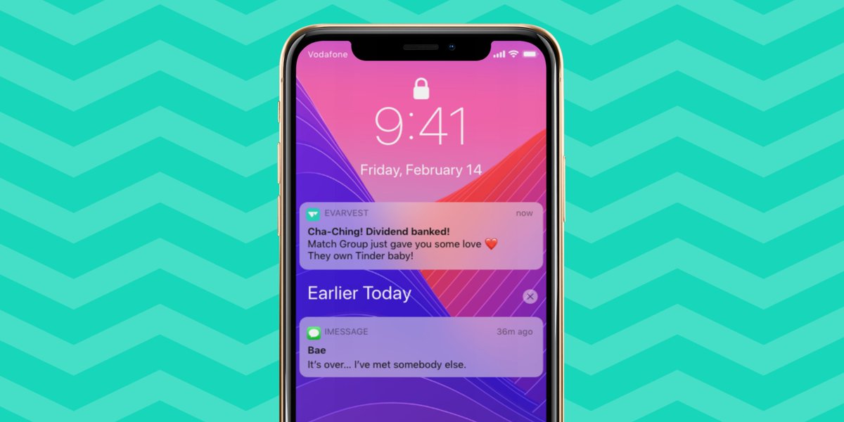 evarvest's tweet photo. Swiping right for dividends! 🥳

Happy Independence Day to all our single followers! 🤟

#valentinesday #dividends #notifications #moneybags #alerts #tinder #matchgroup #bae #candyheartrejects #HappyValentinesDay #love #valentine #thatslove https://t.co/lhXDYJY2GO