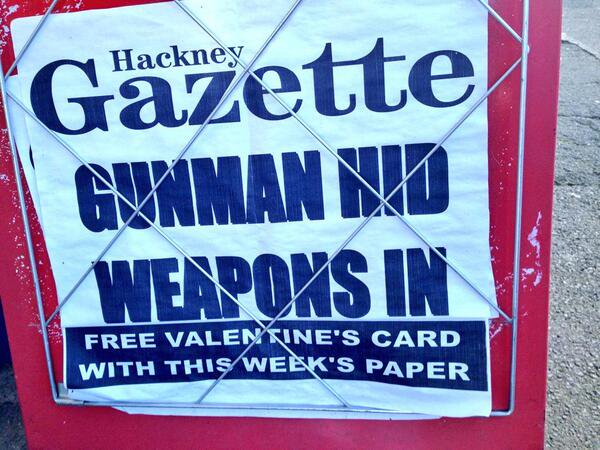 AndrewBloch's tweet photo. WARNING!  If you receive a free Valentine's Day card from the Hackney Gazette, then open with extreme caution. 

#ValentinesDay https://t.co/248woONaxa