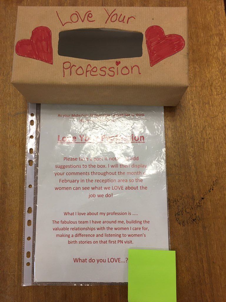 The ‘Love Your Profession ....’ post box is on tour and has made it to the South Durham community midwives. Looking forward to reading and displaying the positive messages #LoveYourMidwife💕💕💕 @CDDFTNHS @TeamCMidO @Midwife_Claire #midwiferyambassadors @JoannneCrawford