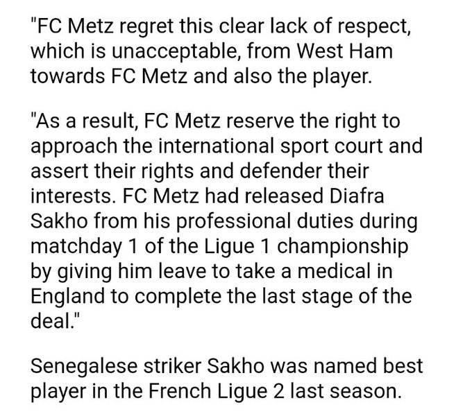 A great example of this was with the signing of Diafra "Mayhem" Sakho. DS doing what he does best providing the manager with a "little gift" & then looking to alter a deal at the final hour to save himself some cash & infuriate the Metz board showing a total lack of respect