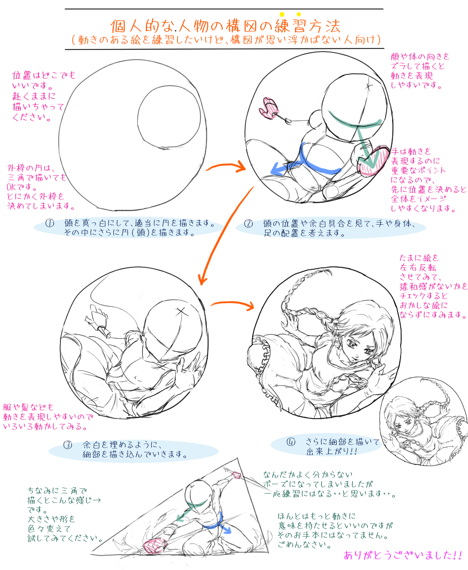 プロ監修 イラスト講座 人物の構図練習法 構図が思い浮かばない人におすすめです