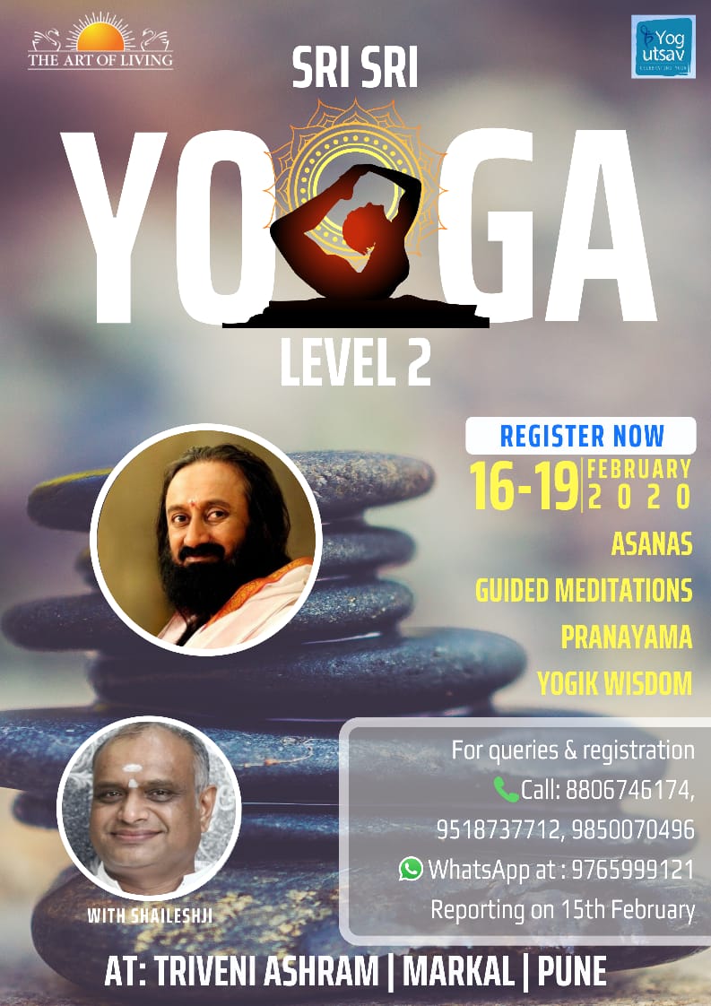 kalpaTARUNA's tweet photo. Detox the body &amp; Destress the Mind!! 
Sri Sri Yoga level 2 program with the Dynamic  @shaileshradadia International Faculy &amp; India's No.1!! 
Date: 16 -19 Feb'20
Venue: Triveni Ashram Pune
Reporting: 15 Feb
Contact:9850070496
https://t.co/1SCI6OfcLf
@ArtofLivingYoga https://t.co/UHxP2Irfvs