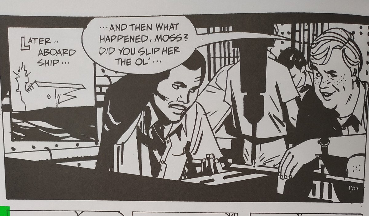 12/ Encore de l’épure. Le porte-avions à gauche est on ne peut plus schématique. Pas besoin de plus, ces quelques traits servent juste à nous situer l’action (à l’intérieur), inutile de consacrer plus d’espace ou de temps à ce décor, notre cerveau a fait le boulot.