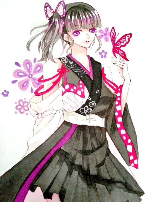 藍夜さんがTwitterに投稿した栗花落カナヲ(鬼滅の刃)のイラスト。