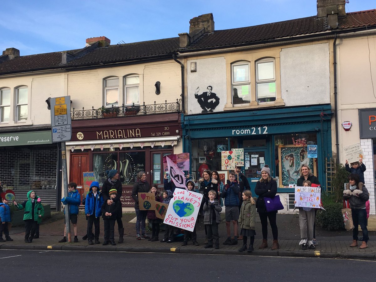 Climate change campaigners on Gloucester Road in Bishopston #FridaysForFuture #ClimateStrike