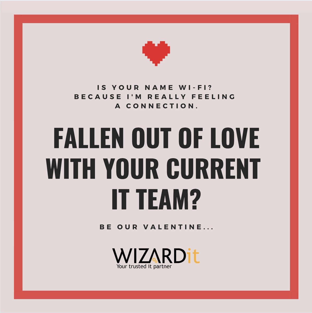 wizardit's tweet image. 💔 Have you fallen out of love with your current IT company? 💔

Since 1995 we have maintained numerous valued relationships with our clients. At Wizard we make sure that you are getting the love and support that you deserve.
Slide into our DMs this valentines. 📩