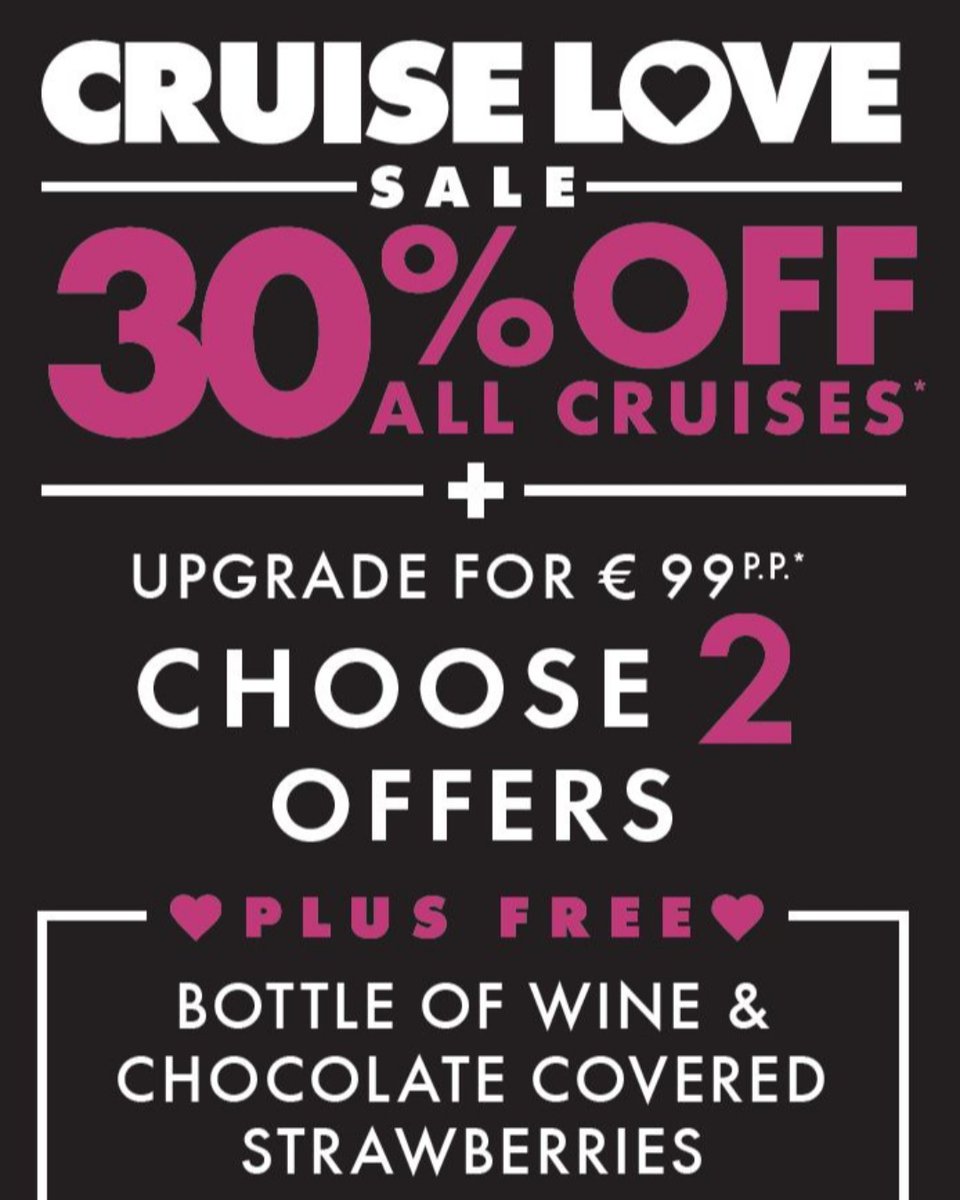 NCL Cruises are showing you the love this Valentines Day with amazing savings on new cruise bookings between 14-17th Feb 2020💕💕💕
.
Call us now to book ☎️ 021-4277-111
.
#cruiselove #ncl #valentinesday #leetravel