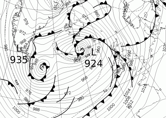 eddy_weather's tweet photo. I think I can fairly safely say that, in 40+ years of observing the weather of the North Atlantic ocean, I have never seen 2 x depressions of sub-936mb category simultaneously (not even on 10 Jan 1993 aka #Braer storm, nor on 14 Dec 1986) https://t.co/pyzytCLkI3