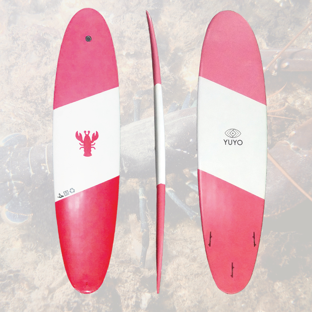 romainpaul34's tweet photo. Voici la toute dernière production la "Langouste" 🦞 une Marlin 7'0 custom #impriméen3D avec des #dechetsplastiques ♻️puis glassée avec fibre naturelle et résine #biosourcée 🌱 #planchedesurf #yuyo #madeinmontpellier https://t.co/qoyixPQSje