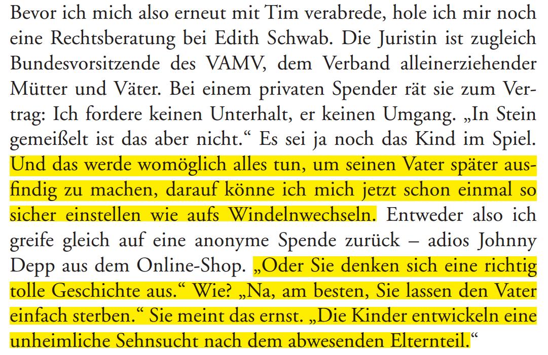2012 sagte die #VAMV-Bundeschefin Edith Schwab: "Kinder entwickeln eine unheimliche Sehnsucht nach dem abwesenden Elternteil.“

Sie empfahl Müttern, ihre Kinder zu belügen:

"Na, am besten, Sie lassen den Vater einfach sterben.“

Quelle: tinaklopp.de/listen/brigitt…

#WeilDuMirGehörst
