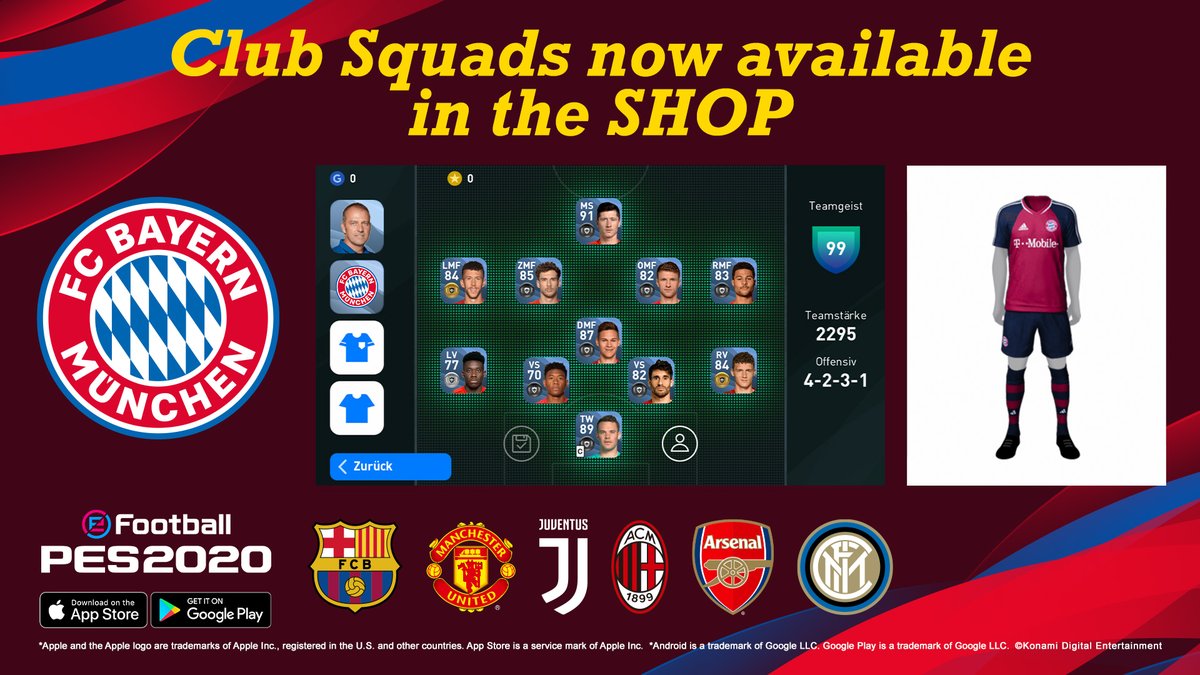 KONAMI_DE's tweet photo. Data Pack 4.0 ist verfügbar mit diesen Aktualisierungen:

⚽️ 8 Legenden
⚽️ 50+ Spielergesichter
⚽️ Klassisches Trikot in den Partnerklub-DLCs
⚽️ 15 Kickschuhe
⚽️ Offizielle Spielbälle
⚽️ Ligen-Updates

#eFootballPES2020 
#DP4 https://t.co/YBGMkLo1zP