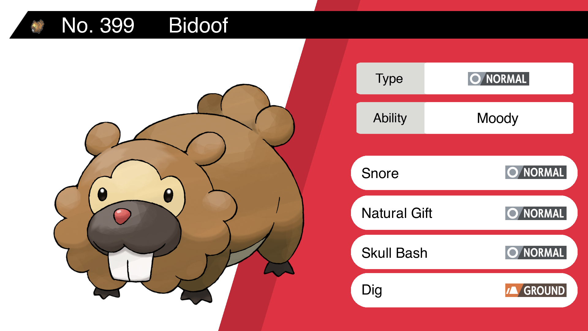توییتر Random Pokemon Bot در توییتر Bidoof Ability Moody Moves Snore Natural Gift Skull Bash Dig Pokemon Bidoof T Co D72osaktv6