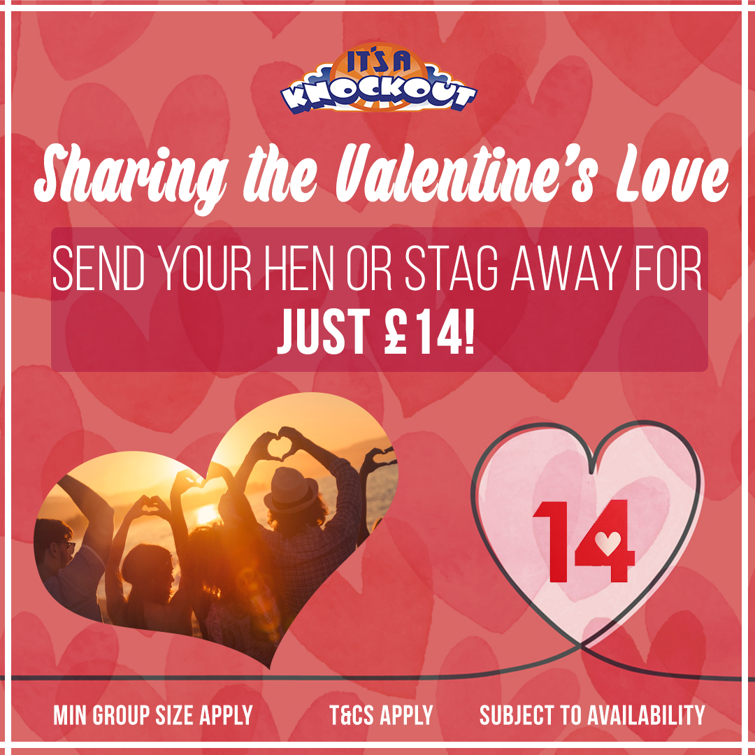 𝗛𝗮𝗽𝗽𝘆 𝗩𝗮𝗹𝗲𝗻𝘁𝗶𝗻𝗲'𝘀 𝗗𝗮𝘆 ❤️

Sharing is caring, so we thought we would save you some cash!

Hen or Stag goes for just £14.00 if you book your event before 21st Feb!

Call to book: 01773 766 053 or get a quote today online:

itsaknockout.net

T&amp;Cs Apply.