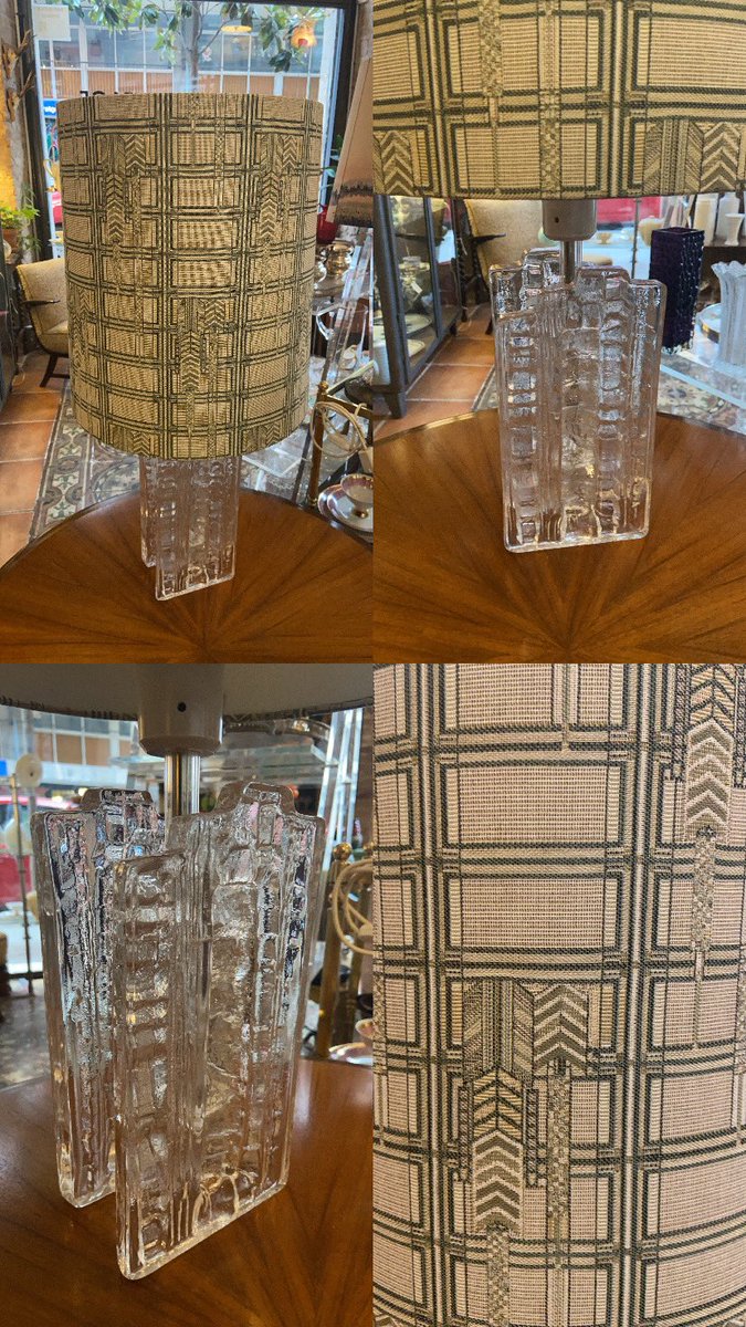 BcnVintage17's tweet photo. Lámpara Base de vidrio 
A table lamp designed in the 1960s by Uno Westerberg for Swedish firm Pukeberg.Textured, clear glass.
#vintage #glasslamp #lampvintage #lamparavintage #barcelonavintage17 #decoracioninteriorvintage #unowesterberg #pukeberg https://t.co/04TLgcJW1n