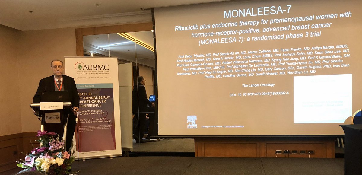 AbeerDarwiche's tweet photo. Dr. Nagi El-Saghir lecturing about the advanced breast cancer in 2nd day of the 8th annual Beirut breast cancer conference #bbcc2020 #beirutbreastcancerconference #annualbeirutbreastcancerconference #breastcancerawareness @NagiSaghir @Annahar @AnnaharLS @AUBMC_Official https://t.co/rvsjneO8wr