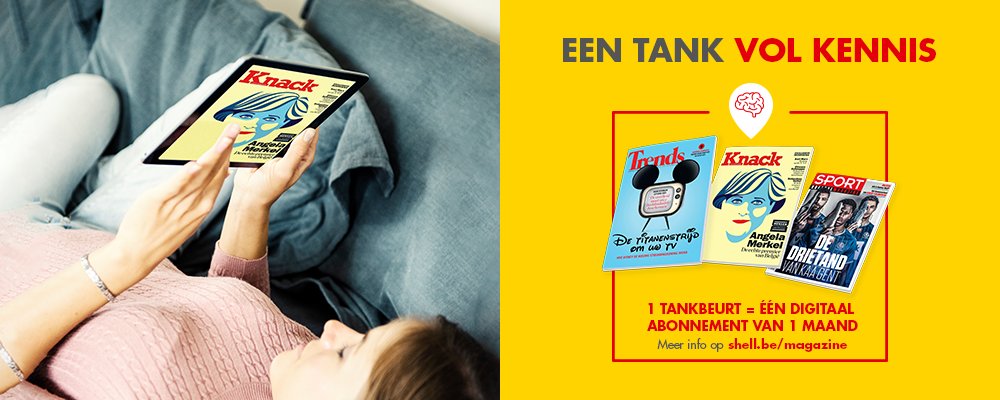 "A tank full of knowledge" is the result of a creative, data-driven cooperation between Shell and Roularta. Every fill-up at a Shell station, results in a 1-month access to Roularta's digital news titles. Press release: bit.ly/shell_pnf (D), bit.ly/shell_ffp (F)