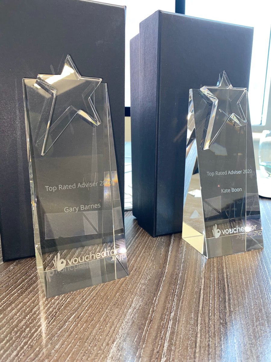 Wow! Our lovely trophies for Top Rated Adviser 2020! We are very proud! #Vouchedfor #adviser