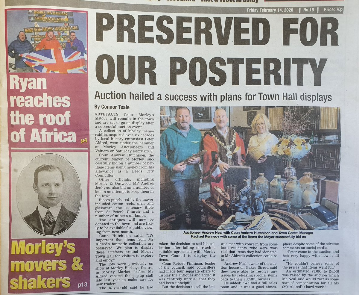 In this week's <a href="/PressMorley/">Morley & District Press</a> 🗞

I'm pleased to see #Morley heritage items are being kept in the town 🏺

And a great article about Ryan, from Morley, raising money for charity 💪