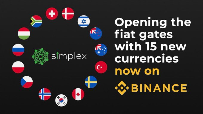 XRPcryptowolf's tweet photo. #Binance Added Support For Buying #Crypto With 15 Additional Fiat Currencies Via Visa &amp; Mastercard On @SimplexCC For #XRP, #BNB, #ETH, #BCH, #LTC &amp; #BTC

The 15 Fiat Currencies Are: GBP, KRW, RUB, AUD, CHF, CZK, DKK, NOK, NZD, PLN, SEK, TRY, ZAR, HUF &amp; ILS
https://t.co/pD4w2fRGtp https://t.co/1HvwsgQaU2