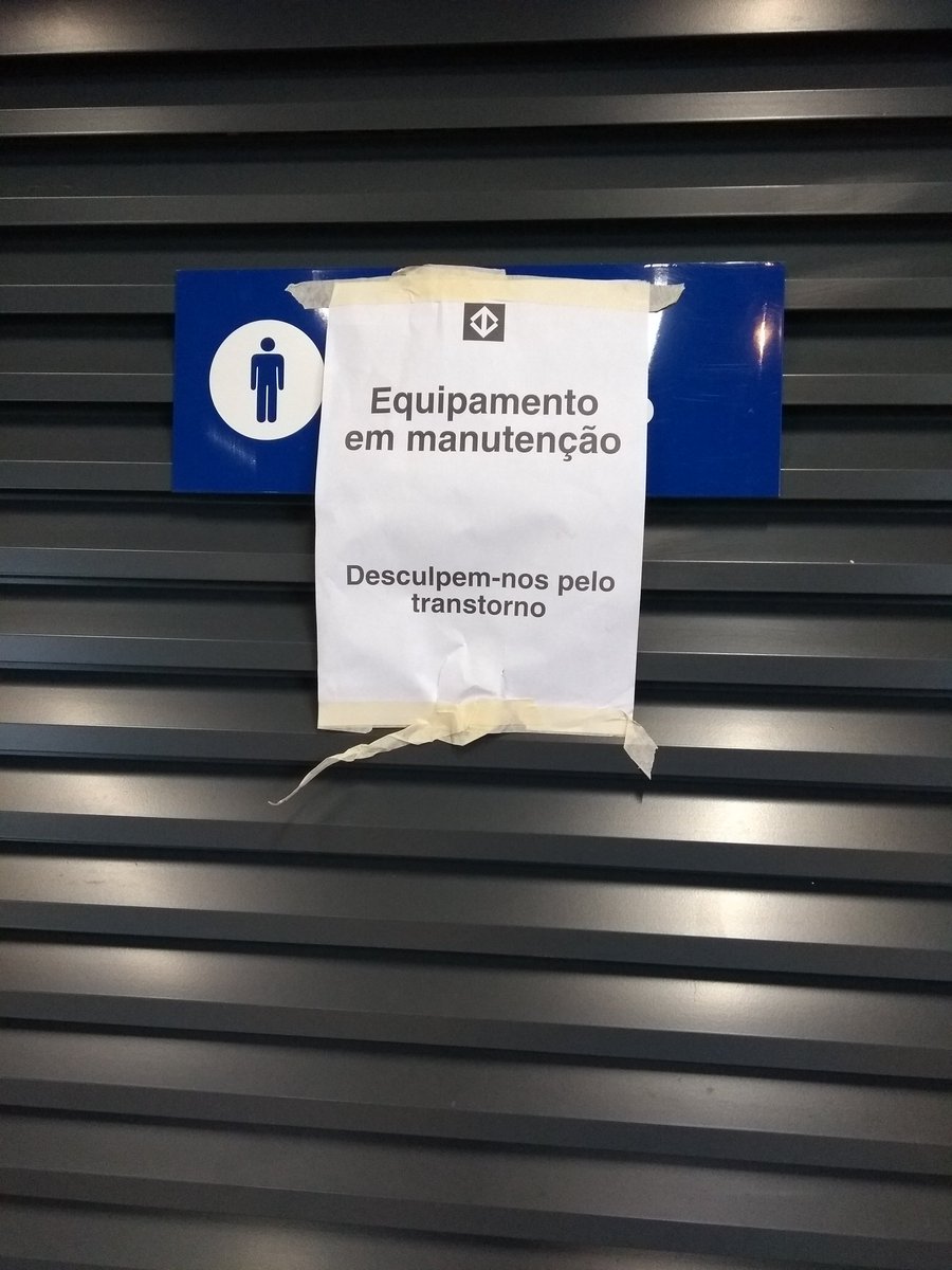 sigaedmilson's tweet photo. Bom dia! Sanitário Masculino fechado, Monotrilho Linha 15 Prata, Terminal São Mateus, detalhe estação com poucos meses inauguração. @alexandrebaldy #bddp @rodrigobocardi @metrosp_oficial https://t.co/chJvZNmpHE