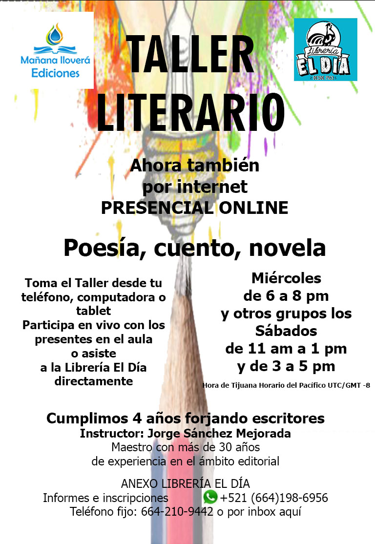 jorgesanchezm's tweet photo. Mejora tu escritura y publica tu libro. Taller Literario Online presencial.
#Tallerliterario #poesia #novela #escribetulibro #EdicionesmañanaLloverá #cuento #poerotic #poeima #escritor #escritores https://t.co/HNjAbPpnlu