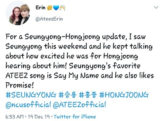  #NCUS Seungyong said that Hongjoong is his role model  @ATEEZofficial  #ATEEZ  #에이티즈