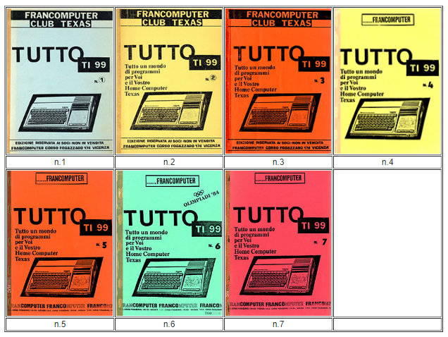 ti99iuc's tweet photo. Le 7 pubblicazioni di 'TUTTO #TI99' (che veniva distribuito dal #Francomputer Club) sono online!
https://t.co/bWnaCo4L2Y
tutti i PDF, ma anche la storia di #FrancoGonzato!
#TexasInstruments #RetroComputing #TI994A #TI_99_4A #99ers #HomeComputer #FrancomputerClub https://t.co/gcapjKdi5s