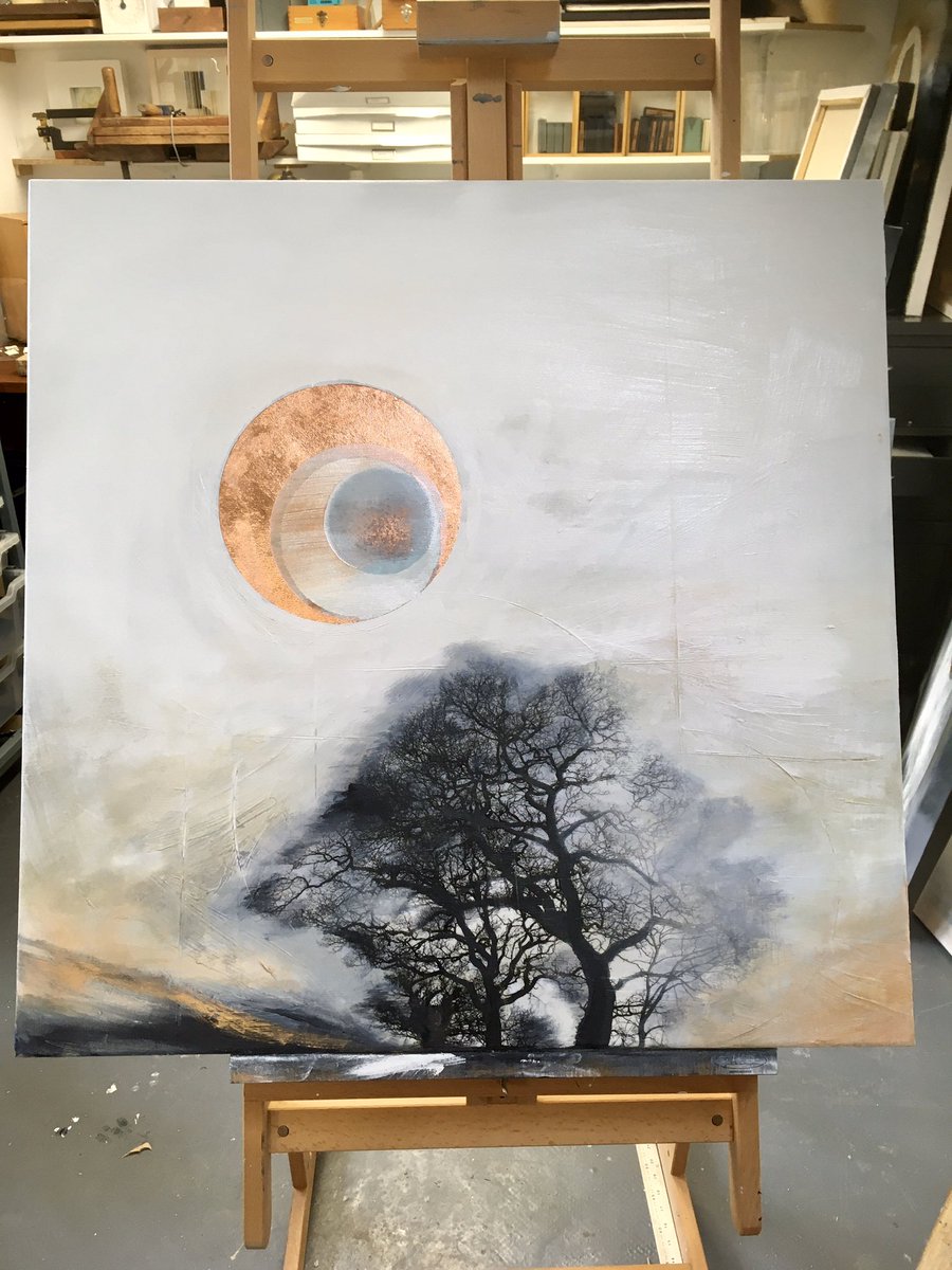 LouBoydArt's tweet photo. On the easel today - scaling up the #solsticeseries #workinprogress https://t.co/h9dSL6Eetx