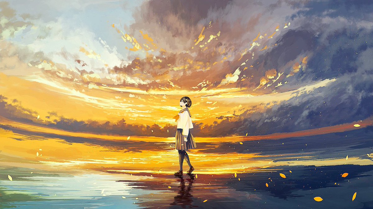 「夕焼け雲に波立つ心 」|ふろくのイラスト