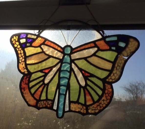 Still love my antique stained glass #Butterfly on a sunny day. #InsectCode the adventure novel. amazon.co.uk/Insect-Code-Ob…