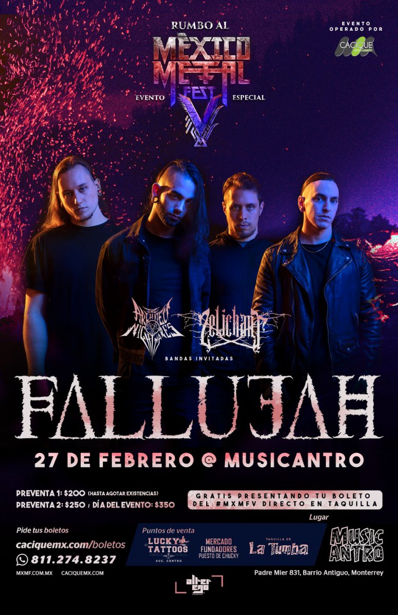 Nos vemos el 27 de febrero, recuerden que la entrada es gratuita con tu boleto para el <a href="/mexicometalfest/">mtmemes</a> !

@Fallujahbayarea <a href="/TAON_Official/">T.A.O.N. Official</a>
