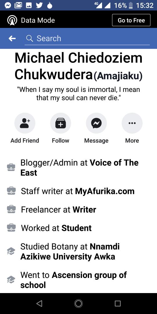 63.The next day August 17, one  @ChukwuderaEdozi met her after seeing Anita's suicide tweet and said he has found his calling of being an activists for those who were emotionally abused.He went further to chat me and my ex up and attempted to blackmail me on Facebook.