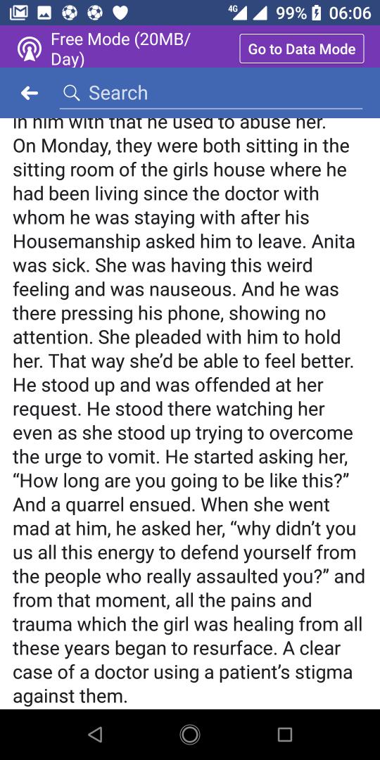 64Michael Edozi alleged that I broke the code of ethics guiding doctors yet Anita was never my patient.He chatted me up and said I must pay for everything I made Anita go through and chatted my ex up, just to cause issues between us.He never knew me before then, even now.