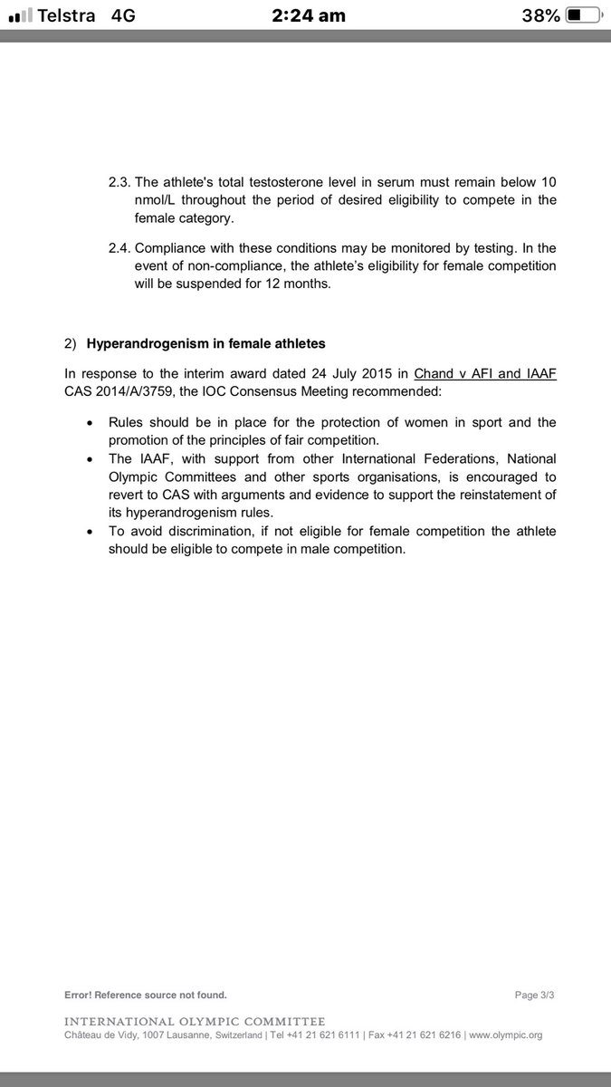 November 2015, the IOC updated their policy for transgender athletes. The IOC Consensus Meeting agreed the following guidelines to be1. Those who transition from female to male are eligible to compete in the male category without restriction.9-