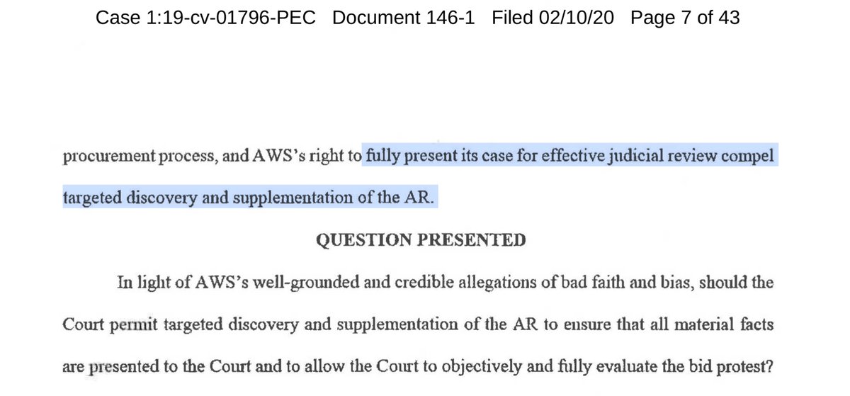 In AWS’ final redacted complaint it was this section I went:Oooooh my...Trump fucked Esper HARD again the DOD will burn Esper who inturn will try to blame a contracting officer who in turn will be targeted for a Depo and/or Rogs Shit gonna be so much fun...I can’t wait