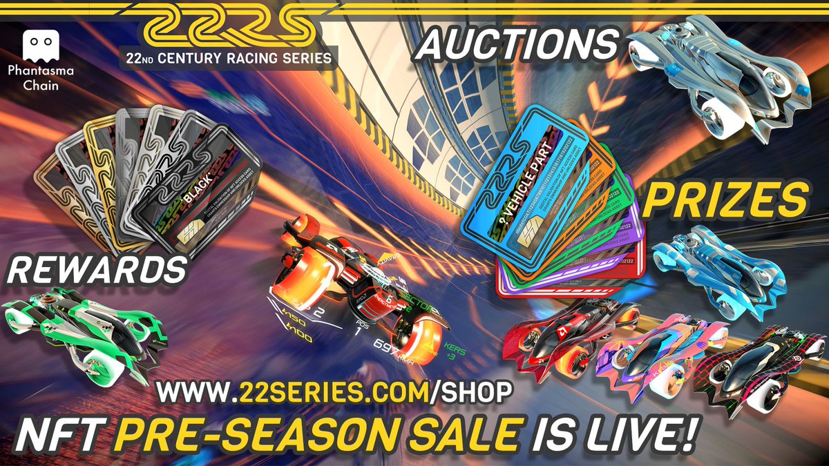 Our #NFT Pre-Season sale has just launched!

Over 1k NFT vehicle parts / On-demand minting / Transparent validations &amp; more!

Built using @phantasmachain we're bringing AAA #eSports gaming to #Blockchain 

Buckle up and get ready for next-gen Blockchain 3.0 #videogames 

$SOUL