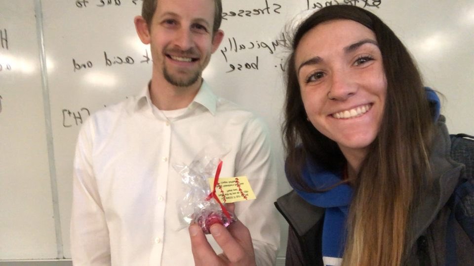USFCougarsSB's tweet photo. It’s a Valentine’s Day edition of #PicsWithAProf as our student-athletes delivered candy to their professors! Check in throughout the day to find your favorite Cougar with their professors! #SCR17TY2020 https://t.co/RKXi20kKN2