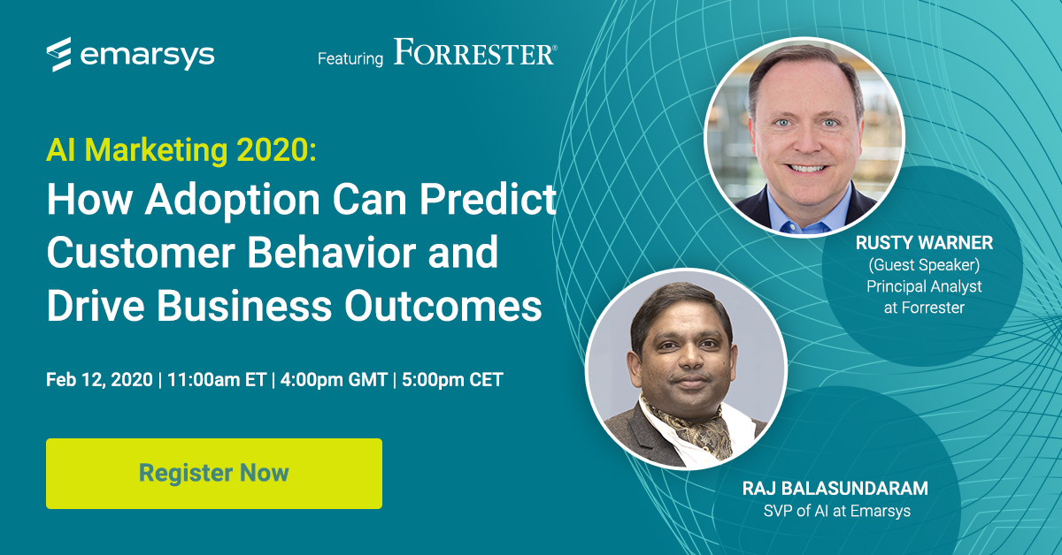 Emarsys's tweet photo. Scalable #personalization, #proactivemarketing, #omnichannel customer engagement. ALL possible, but ONLY through #AI adoption. Watch our #webinar to learn how. https://t.co/Hpb7VhkpwT https://t.co/iDMVn662KD