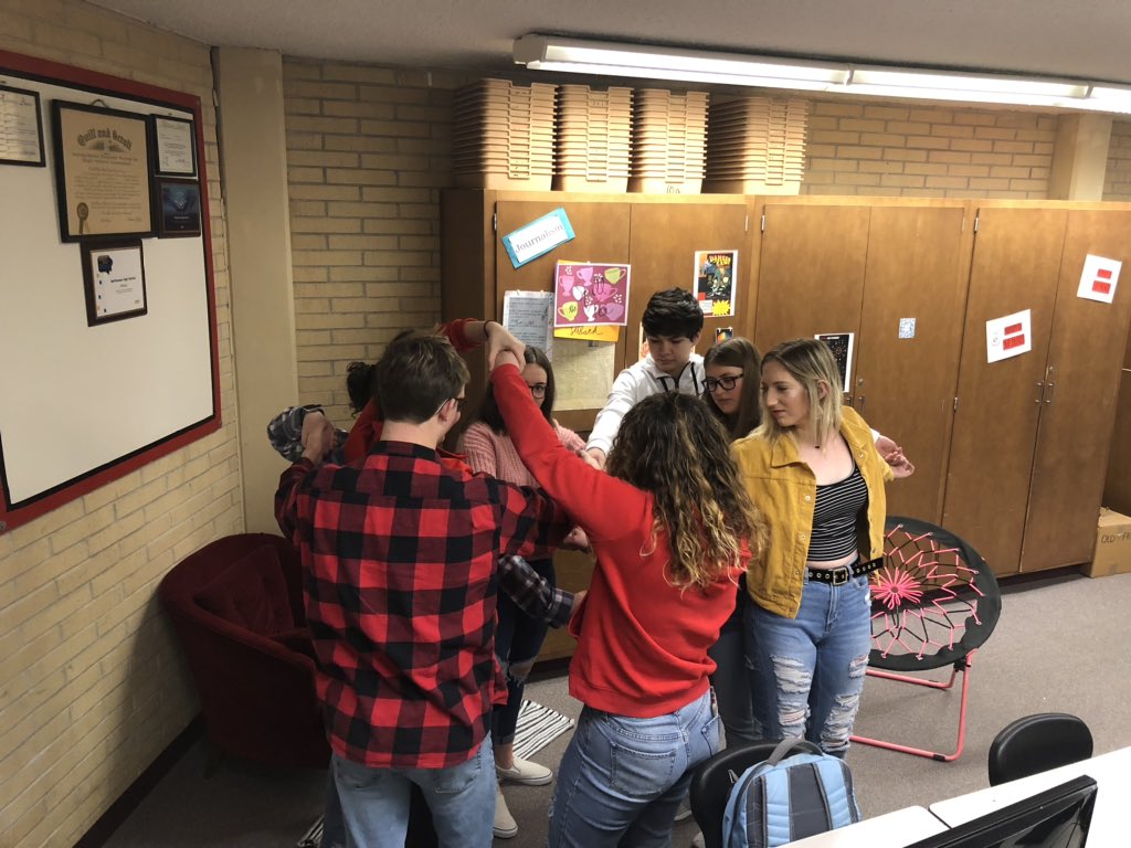 Business students are working on their leadership skills today #humanknot