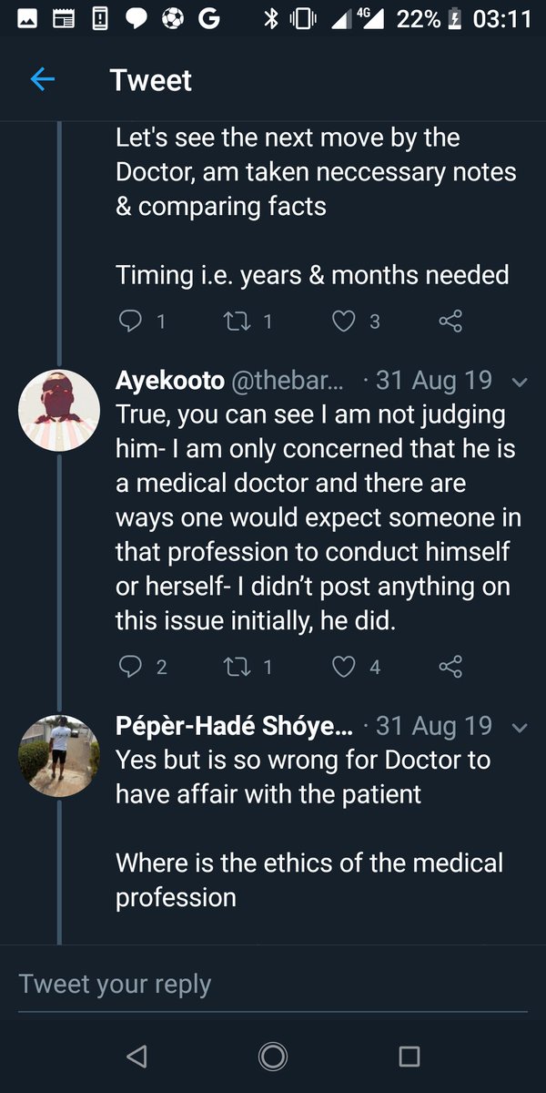75.They came up with talks and started threatening me. This one tried to use the line "you're a medical doctor". I have met people this stupid. I'm yet to understand what my profession has to do with this!They wanted something out of this but they ain't getting it!