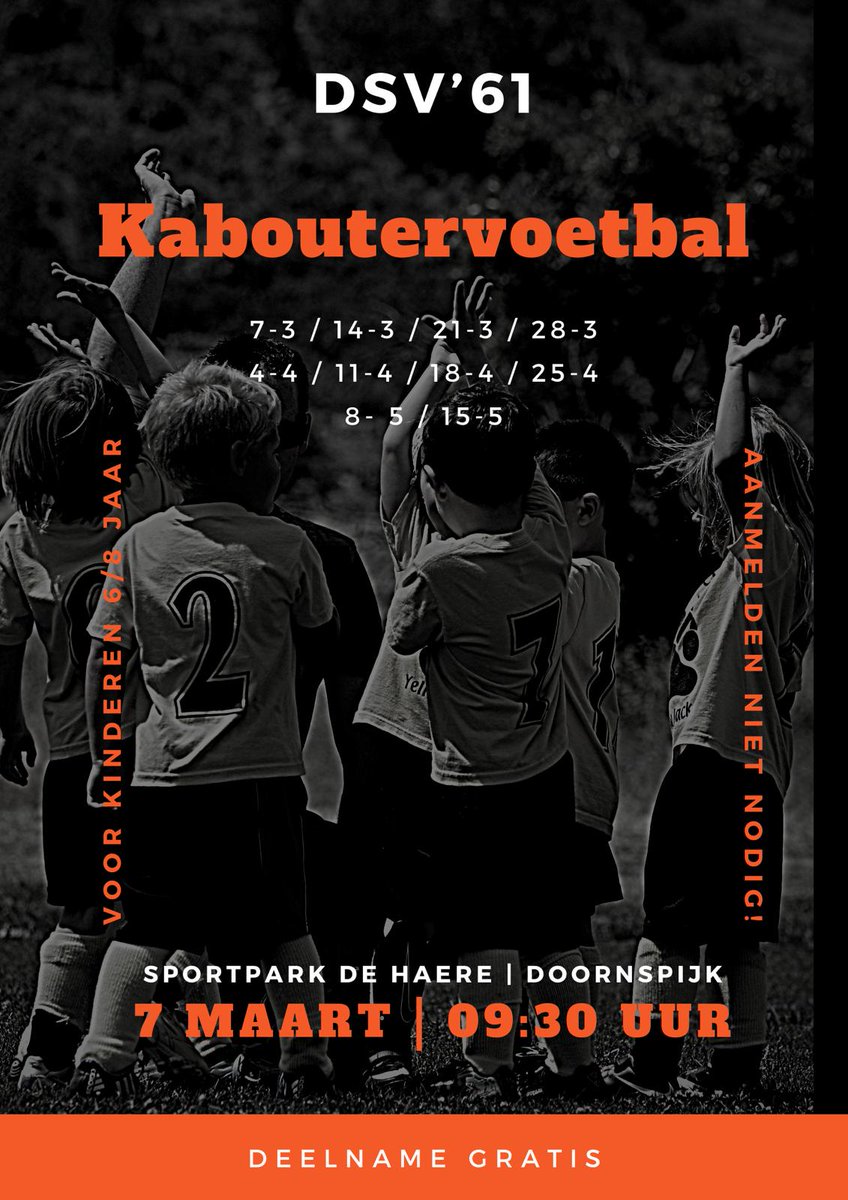 Kaboutervoetbal weer van start. 7 maart is de eerste training. Inloop vanaf 9:15 #dejeugdheeftdetoekomst