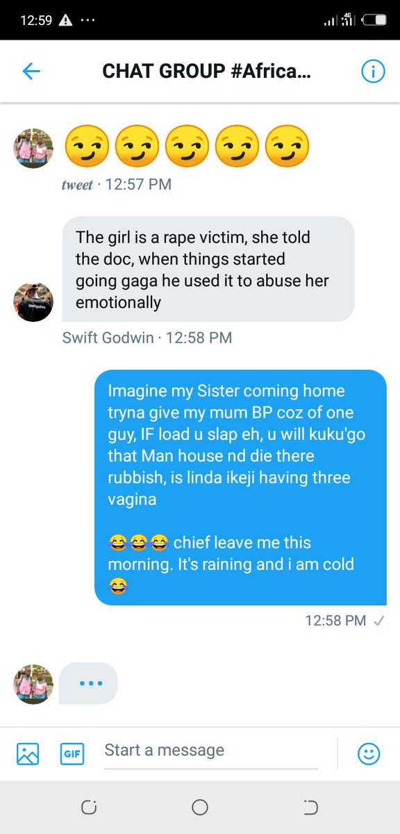 81. @CyprianChelsy can attest to this.I was just on my own doing my thing and young men and women decided to blackmail me for "emotional abuse"!I am dragging all of them out, so they can come and prove me wrong.At no point did they say I assaulted Anita.