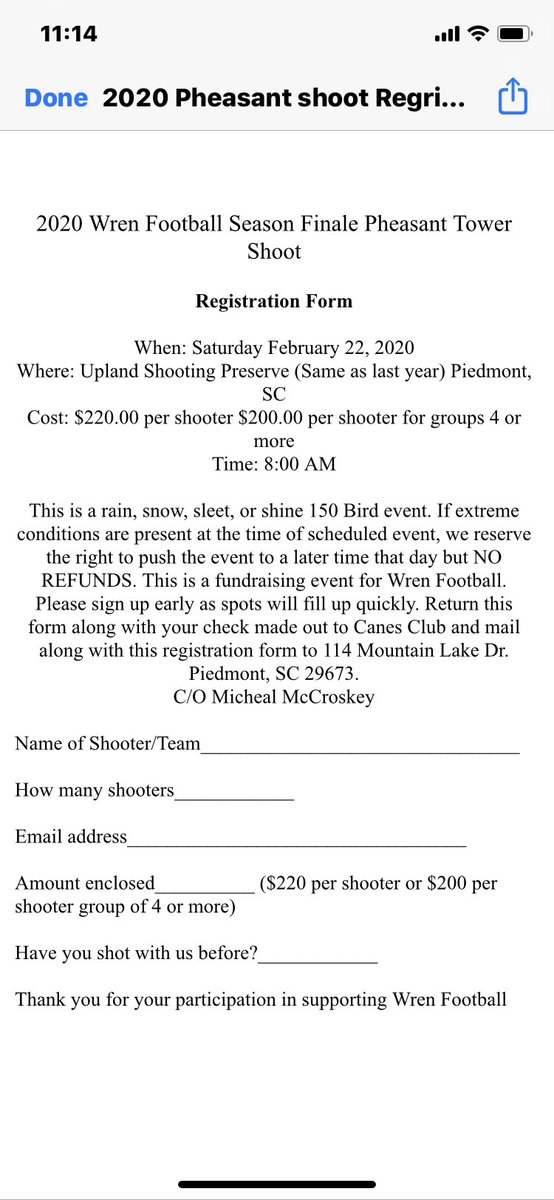 Hurricane Football (@wrenfb) on Twitter photo Wren Football Pheasant Shoot season finale only one week away. Spots are available. But will fill fast. Sign up today!! Wren Football Pheasant Shoot season finale only one week away. Spots are available. But will fill fast. Sign up today!!